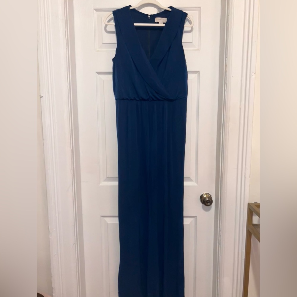 JESSICA SIMPSON Teal Blue Wide Leg V Neck Jumpsuit
